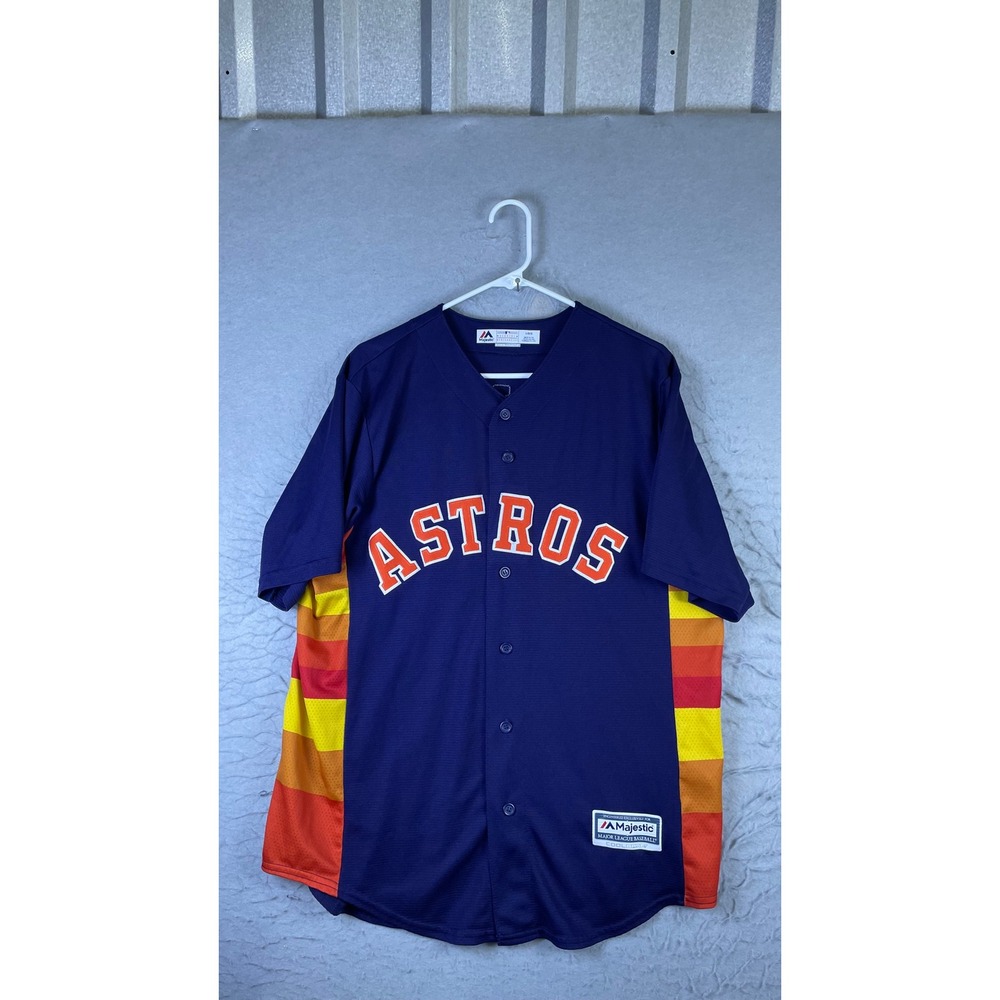 Majestic Houston Astros Jersey Men Large Blue Excellent George Springer 4 MLB